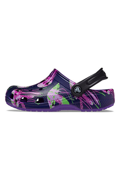 Crocs Saboti classic toddler meta scape clog - neon purple/multi