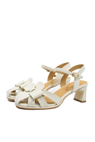 FEELİNG Sandale elegante Feeling, albe din lac, cu fundiță