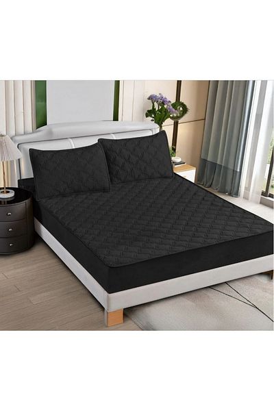 OEM Quilted bed cover and 2 velvet pillowcases 180x200cm, with elastic, topper model