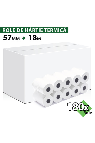 ROLTECH Rolă hârtie termică ROLTECH, 57mm x 18m, tub 12mm, 48g, 180 role/cutie