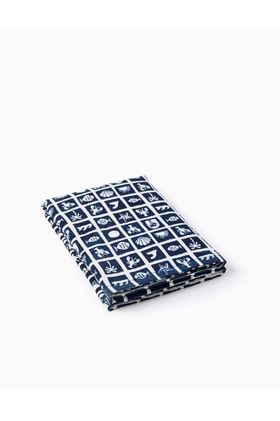 Ziddy Beach Towel for Children 'Summer', Dark Blue/White