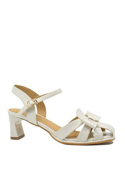 FEELİNG Sandale elegante Feeling, albe din lac, cu fundiță