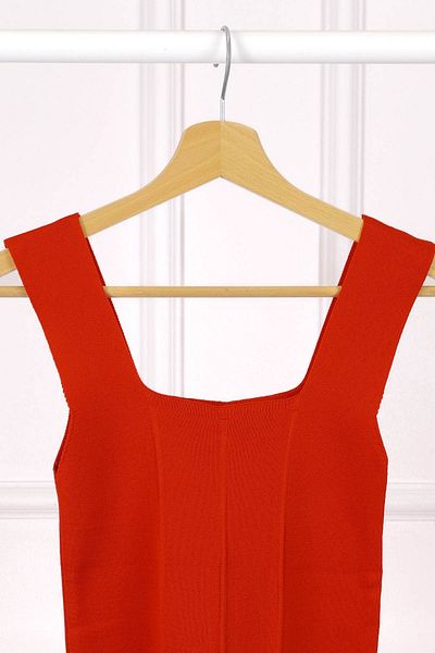 İmajButik Red Mercerized Square Neck Blouse