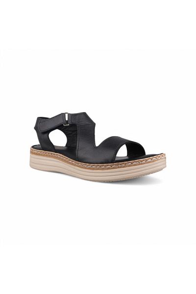 M.P. Women's black daily sandals - black, leather