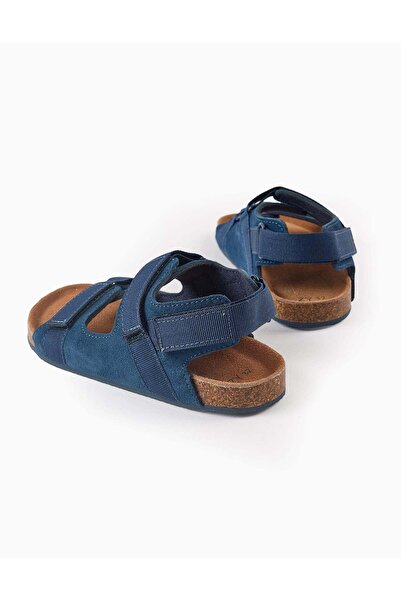 Ziddy Leather Sandals with Cork Sole for Boys, Dark Blue