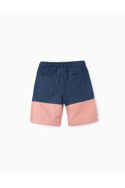 Ziddy Bicolour Twill Shorts for Girls, Blue/Pink