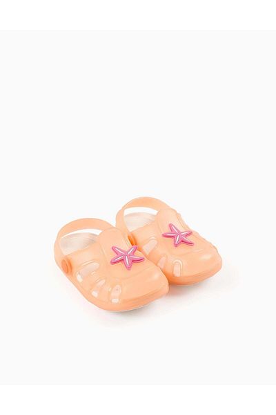 Ziddy Rubber Clogs for Baby Girls 'Starfish', Coral/Pink