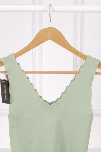 İmajButik Μπλούζα με λαιμόκοψη σε πράσινο μέρσερ