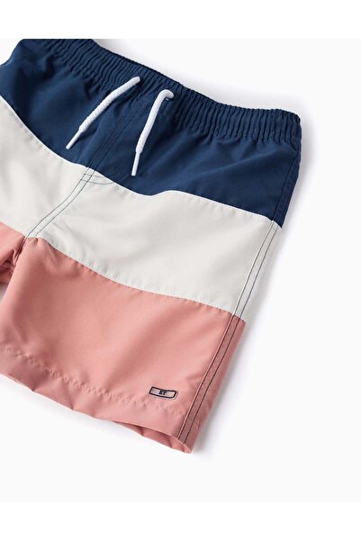Ziddy Swim Shorts in Colour Block for Boys, White/Blue/Pink