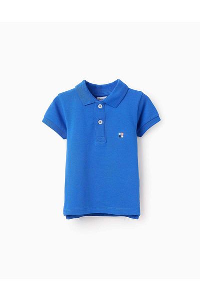 Ziddy Cotton Polo with Embroidery for Baby Boys 'You&Me', Blue