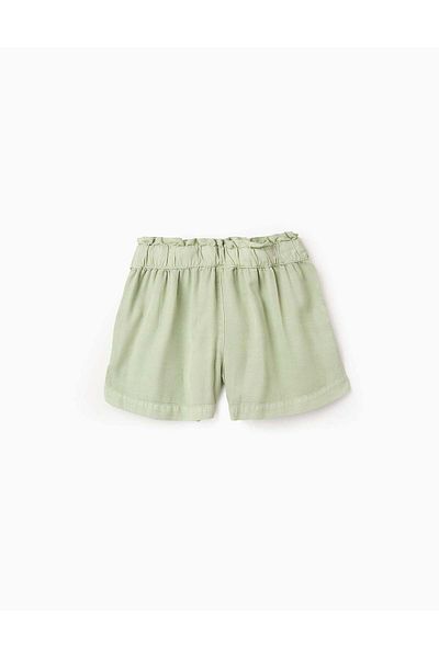 Ziddy Twill Shorts in Lyocell with Ribbons for Girls, Green