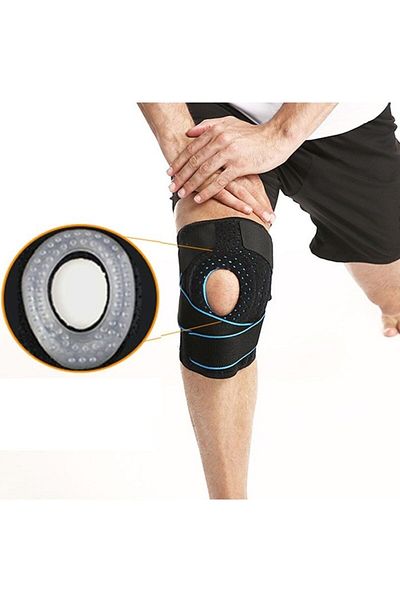 TrioStore Flexible Knee Brace With Patella Support, Black/blue, Universal Size