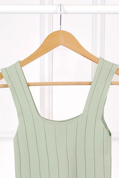 İmajButik Μπλούζα με τετράγωνο γιακά με πράσινο ριχτάρι