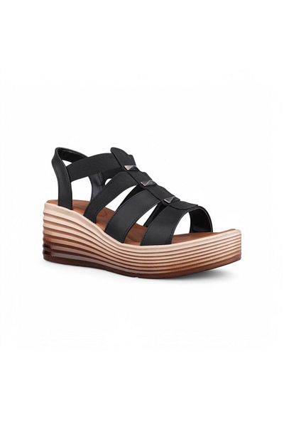M.P. Women's black daily sandals - black, leather