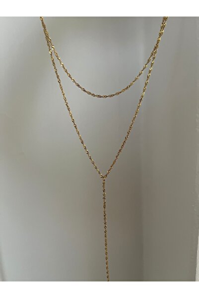 Hoop jewelery قلادة من الفولاذ المحفور على شكل حرف Y