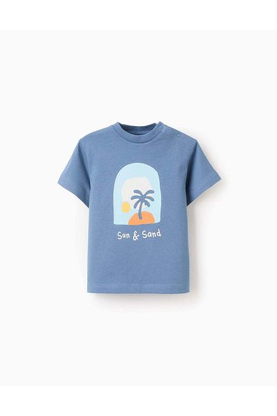 Ziddy Cotton T-shirt for Baby Boys 'Sun & Sand', Blue