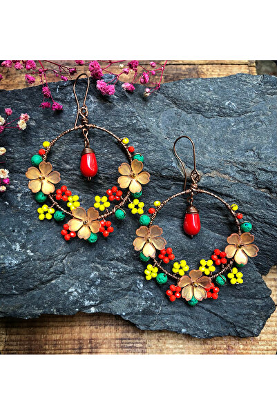 MODA أقراط ملفوفة بسلك نحاسي مصنوعة يدويًا