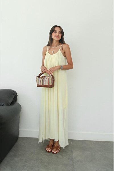 Havoş Light Yellow Santos Strap Dress