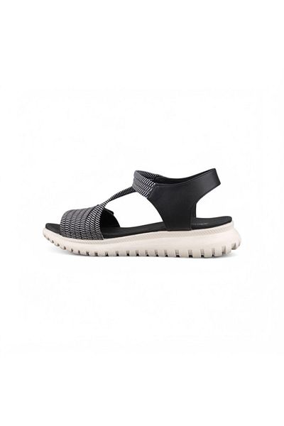 M.P. Women's Casual Sandals - Black-White, Leather