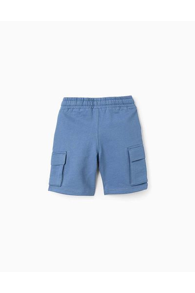 Ziddy Sweat Shorts with Cargo Pockets for Boys, Blue