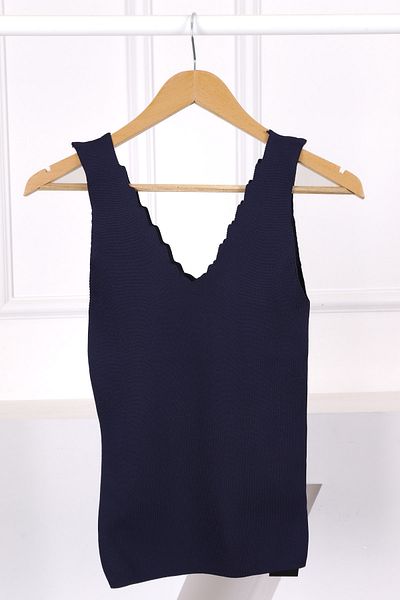 İmajButik Μπλούζα Navy Blue Mercerized με λαιμόκοψη V