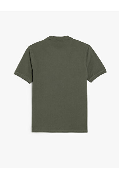 Koton Kurzärmliges Polo-T-Shirt aus Baumwoll-Piqué mit normaler Passform und V-Ausschnitt