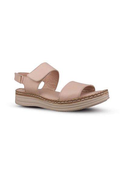 M.P. Women's daily sandals - beige, leather