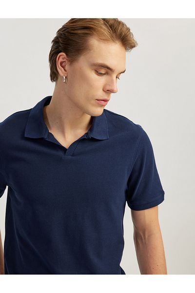Koton Cotton Pique Fabric Short Sleeve Regular Fit V-Neck Polo T-Shirt