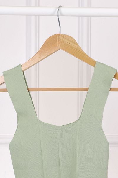 İmajButik Μπλούζα με τετράγωνο γιακά με πράσινο μέρσερ