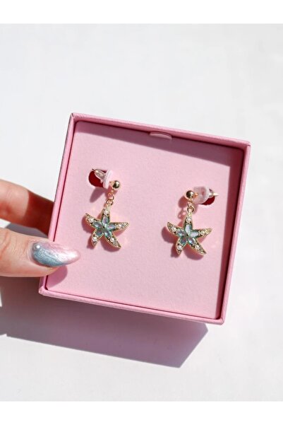 Reorah Collection Pearl Blue Starfish Küpe Altın Kaplama
