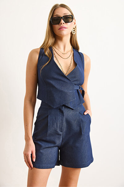 Olalook Kadın Lacivert Cepli Çan Denim Şort ŞRT-19000062