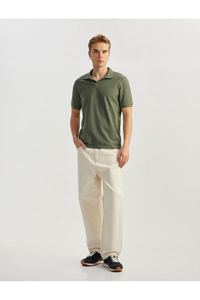 Koton Cotton Pique Fabric Short Sleeve Regular Fit V-Neck Polo T-Shirt