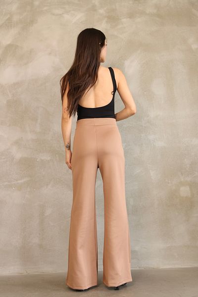 vesantia Women's Brown High Waist Flared Trousers – Stylish and Comfortable Fit