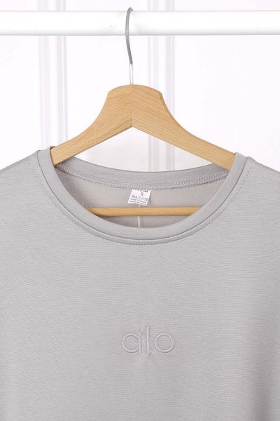 İmajButik Tricou modal cu mânecă scurtă brodat gri