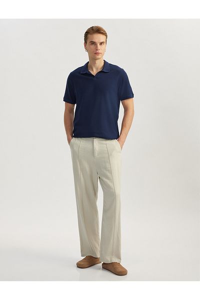 Koton Cotton Pique Fabric Short Sleeve Regular Fit V-Neck Polo T-Shirt