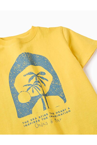 Ziddy Cotton T-shirt for Boys 'Waves & Sea', Yellow