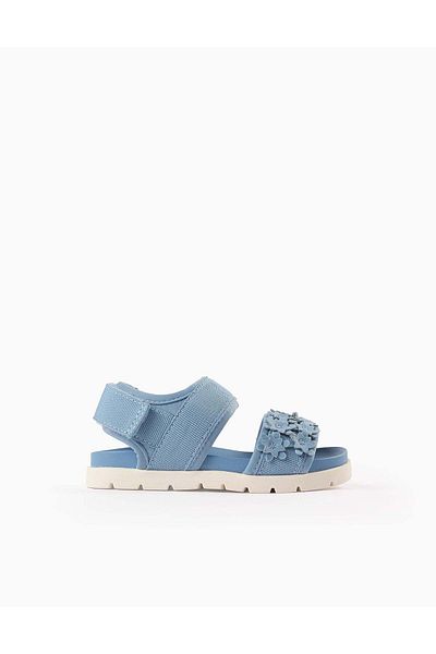 Ziddy Sandals with Flowers for Baby Girls, Blue