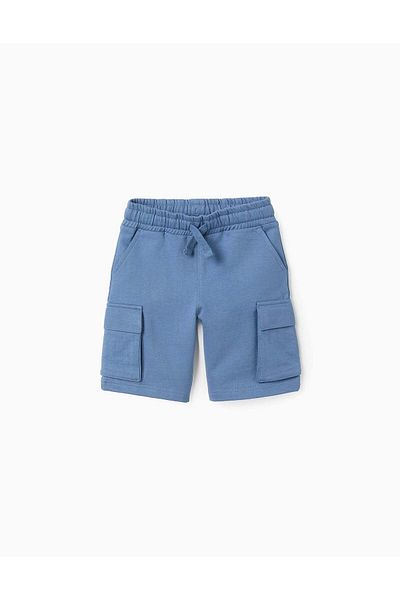 Ziddy Sweat Shorts with Cargo Pockets for Boys, Blue
