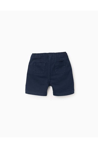 Ziddy Twill Shorts with Elastic Waistband and Drawstring for Baby Boys, Blue