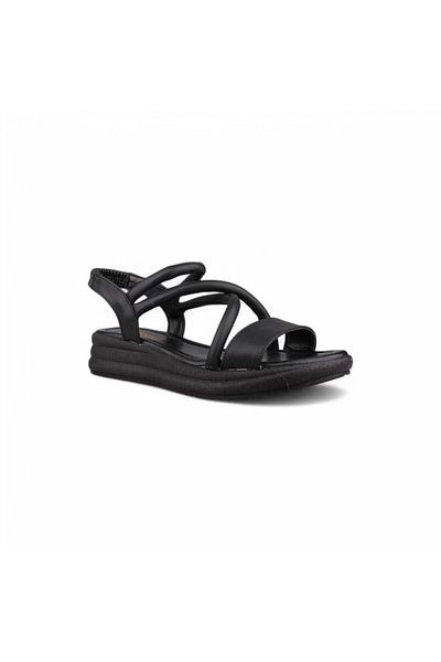 M.P. Women's Black Casual Sandals - Black, Textile