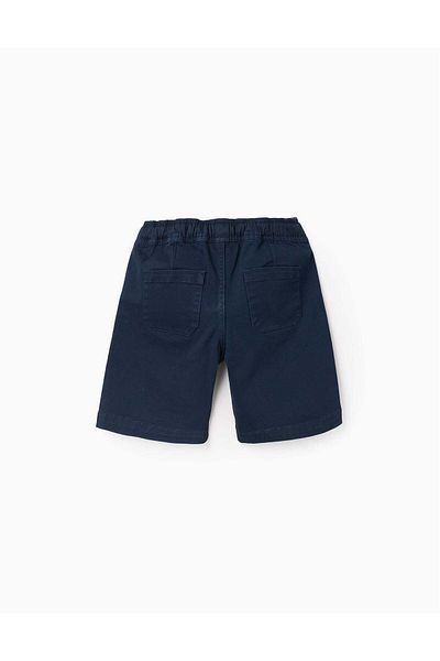 Ziddy Twill Shorts with Elastic Waistband and Drawstring for Boys, Blue