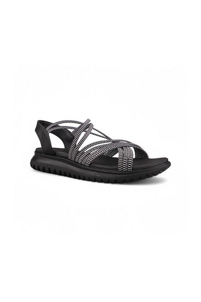 M.P. Women's black daily sandals - black, leather