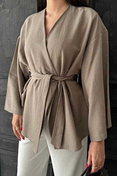 My Blog Geknöpfter Kimono mit Gürtel