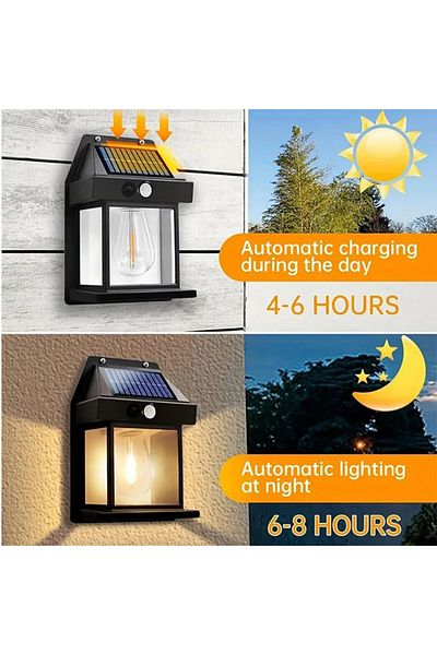 Generic Set of 6 Solar Charging Outdoor Lights for Homes and Gardens with Motion Sensor and 3 Modes
