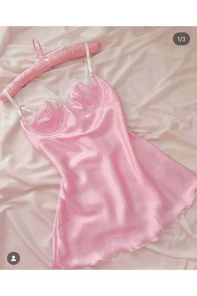 JUPİEL Stella Lingerie Kadın Kare Dantel Detaylı Mini Gecelik