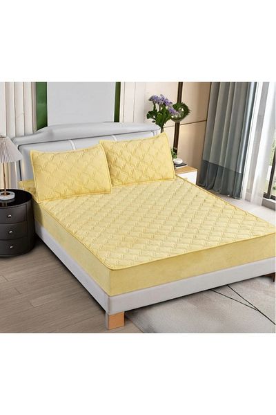 OEM Quilted bed cover and 2 velvet pillowcases 180x200cm, with elastic, topper model