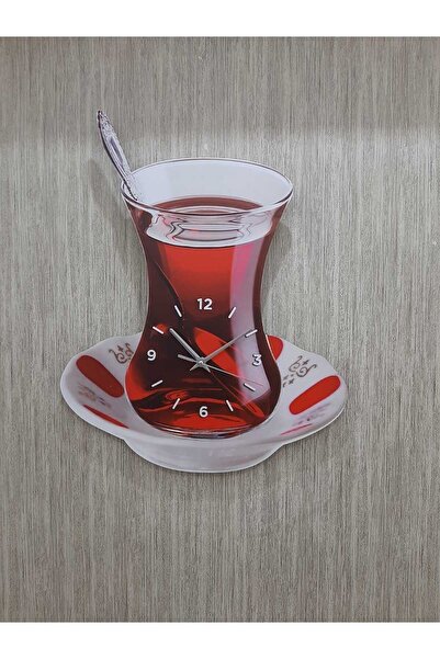 DEKORANLA Şık Kahverengi Mutfak Duvar Saati 45x30 cm UV Baskılı
