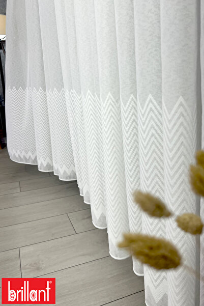 Brillant Keten Zigzak 1/3 Sık Pileli Ütü İstemez Kırışmaz Zigzak Desenli Tül ...