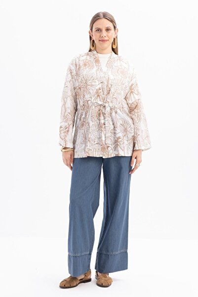 ALLDAY Κιμονό με ζώνη με βιζόν-λευκό σχέδιο