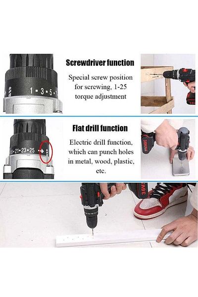 COOYA 48VF Electric Impact Cordless Drill Set, With Double Speed Power, 1000w, 6500mAh, for Home DIY